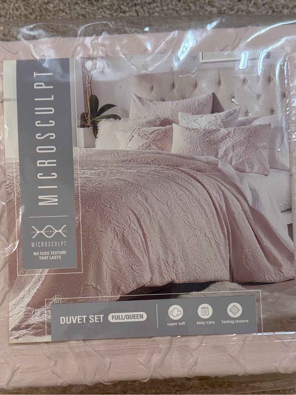 Blush Pink Textured Duvet Cover Set